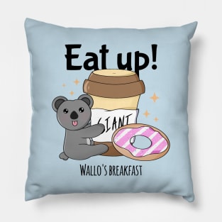 Cute Funny Breakfast Coffee And Donut Lover Kawaii Koala Meme Pillow