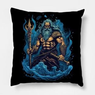 Poseidon the God of the Oceans and Seas Pillow