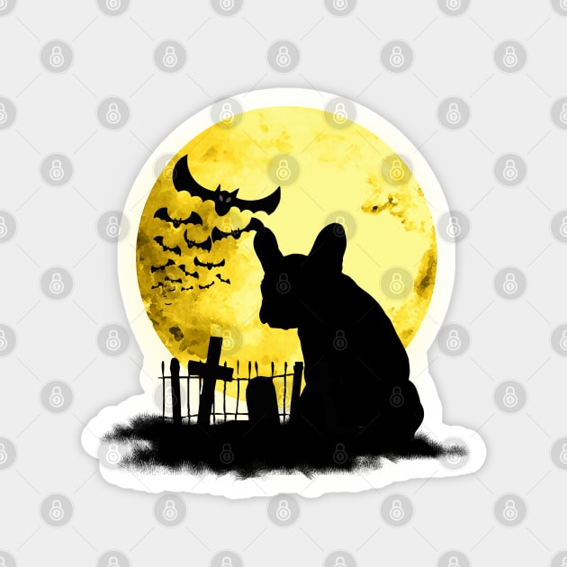 French bulldog frenchie and bats with moonlight Magnet by Collagedream