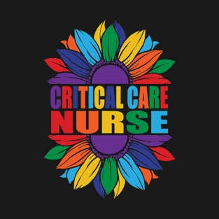 Critical Care Nurse Rainbow Sunflower LGBT Nursing Student T-Shirt