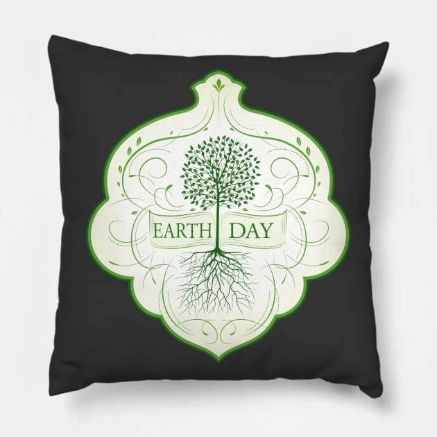 Earth Day Tree Badge Pillow by SWON Design