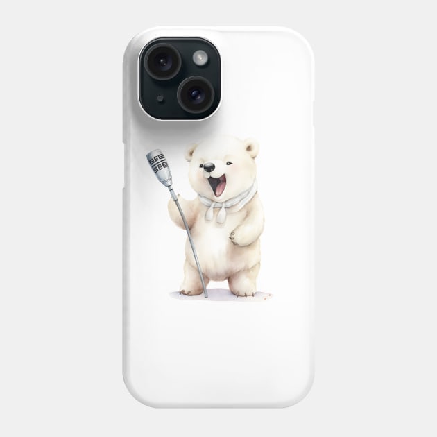 Polar Bear Singing Phone Case by Chromatic Fusion Studio