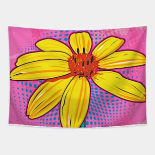 Retro Pop Art Yellow Daisy Tapestry