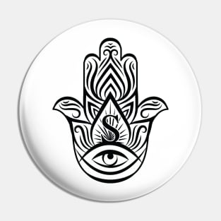 Hamsa, design with Evil-Eye for Good Luck Pin