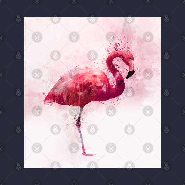 Dramabite Watercolor flamingo artistic painting pink by dramabite