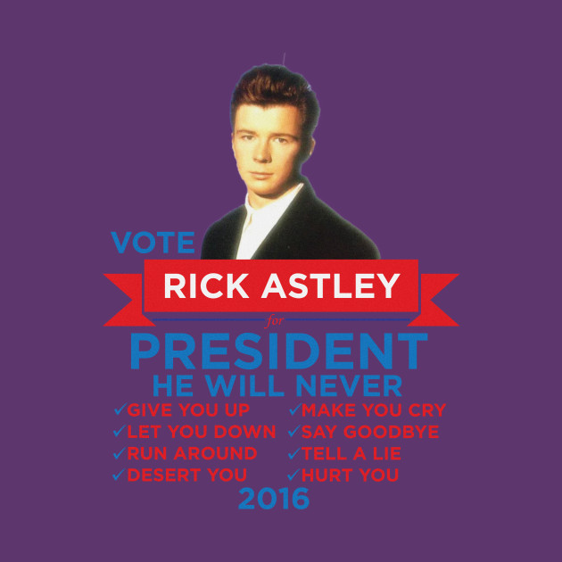 Rick Astley For Prez President Sticker Maglietta Per Bambini Teepublic It