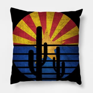 Retro cactus Arizona Flag Pillow