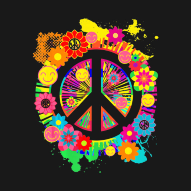 Peace Sign T Shirt Bright Colorful Flowers 70s Hippie Peace Sign T Shirt Teepublic 