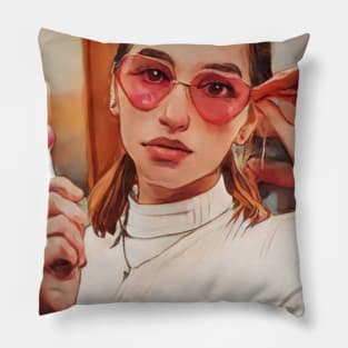 Lolipop Red Lips 2 Geek Designer Dune Stika Artistic Anime Style Pillow