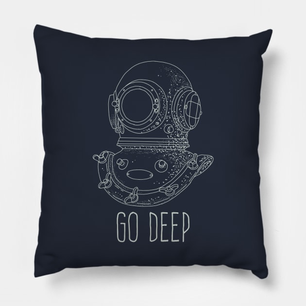 DEEP DIVING Pillow by boesarts2018
