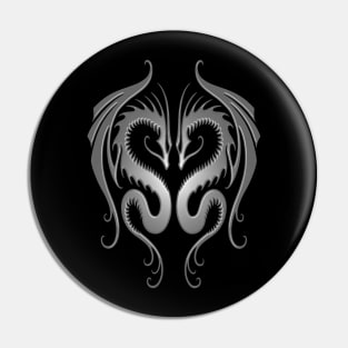 Twin Tribal Gray Dragons Pin