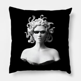 Greek Mythology Medusa Creature with Funny Deal with it Glasses Pillow