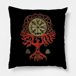 Vegvisir and Phoenix bird Pillow