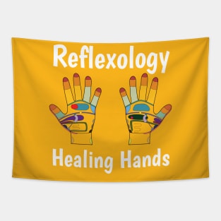 Reflexology Healing Hands (white text) (hand map) Tapestry