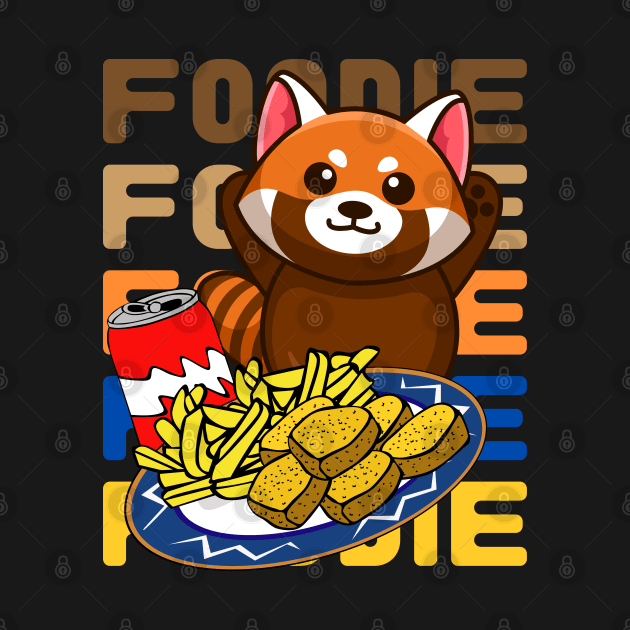 Hungry Foodie Kawaii Red Panda Bear by Praizes