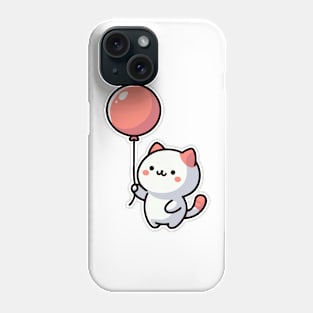 Cute Cat With Red Balloon Phone Case