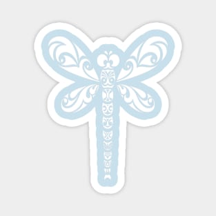 Dragonfly White Tribal Tattoo Style Art Magnet