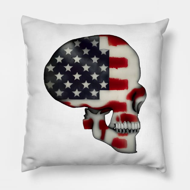 American Flag Skull Pillow by mdr design