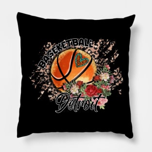 Aesthetic Pattern Detroit Basketball Gifts Vintage Styles Pillow