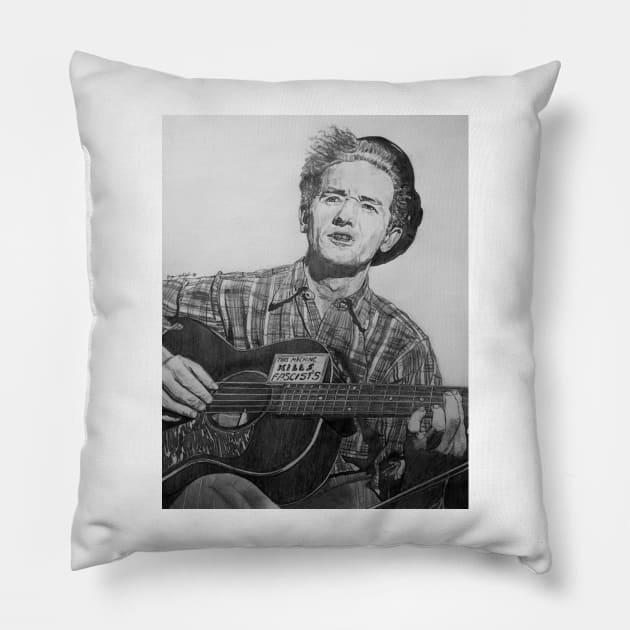 Woody Guthrie Pillow by BryanWhipple