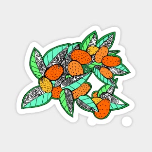 Orange Kumquat Fruits with Leaves and Flowers Magnet