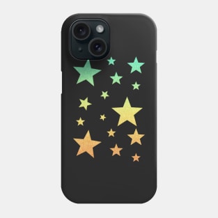 Teal Yellow Ombre Faux Glitter Stars Phone Case