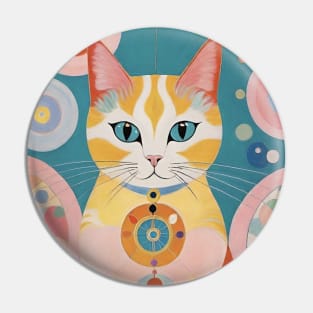 Hilma af Klint's Whimsical Cat Dreamscape: Abstract Reverie Pin