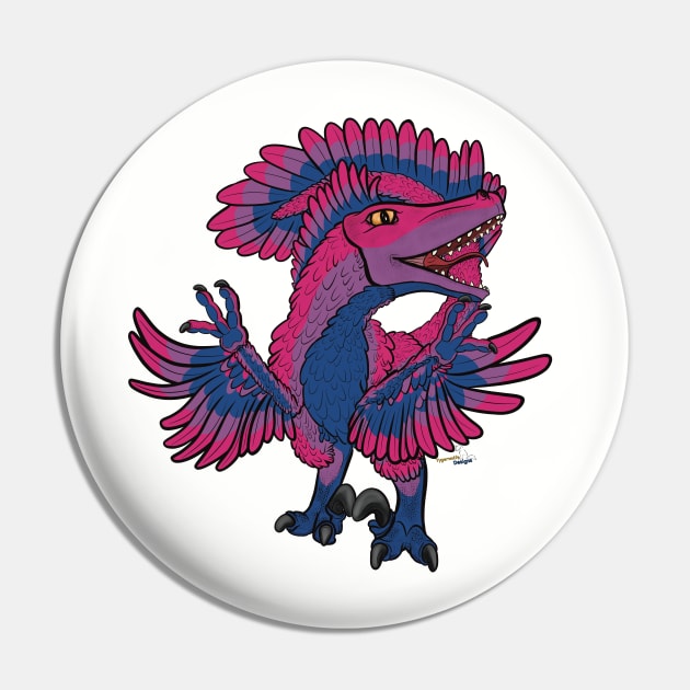 Bilociraptor - Feathered (Bisexual Pride) Pin by tygerwolfe