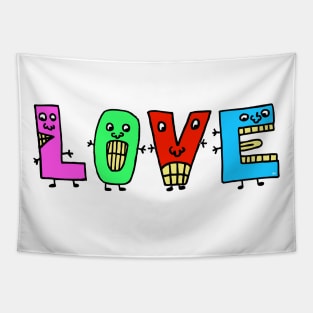 Cute Love Motivational Text Illustrated Dancing Letters, Blue, Green, Pink for all people, who enjoy Creativity and are on the way to change their life. Are you Confident for Change? To inspire yourself and make an Impact. Tapestry