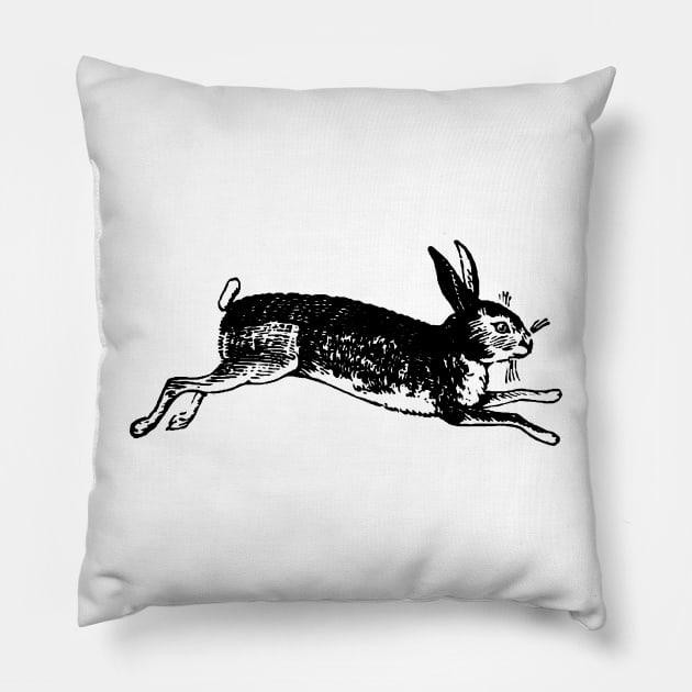 British Holiday Rabbit - black Pillow by badvibesonly