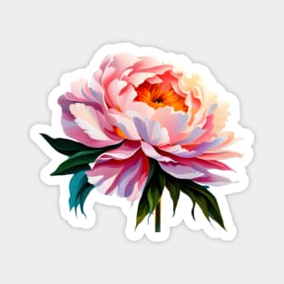 Vibrant Blush Pink Peony Flower Watercolor Painting Magnet