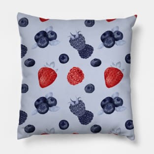 Strawberry Pattern with raspberries and blueberries Pillow