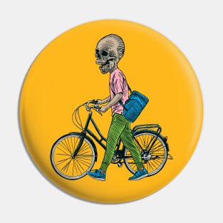 Skull Push Bicycle Pin