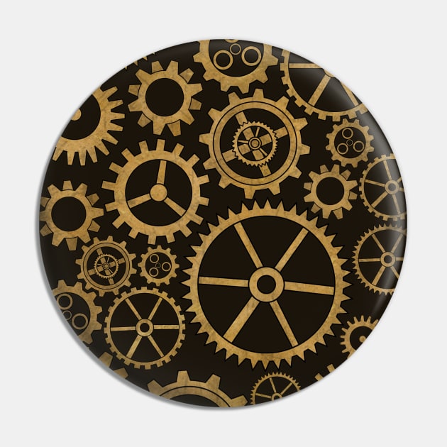 SteamPunk Golden Gears Pin by ShutterStudios