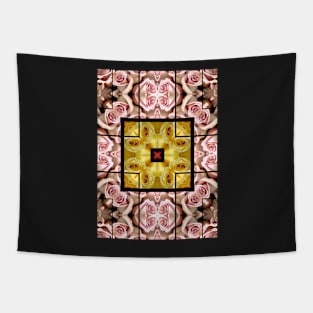 Geometric pattern of yellow and pink roses Tapestry