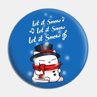 Snowman Cat Let it Snow Pin