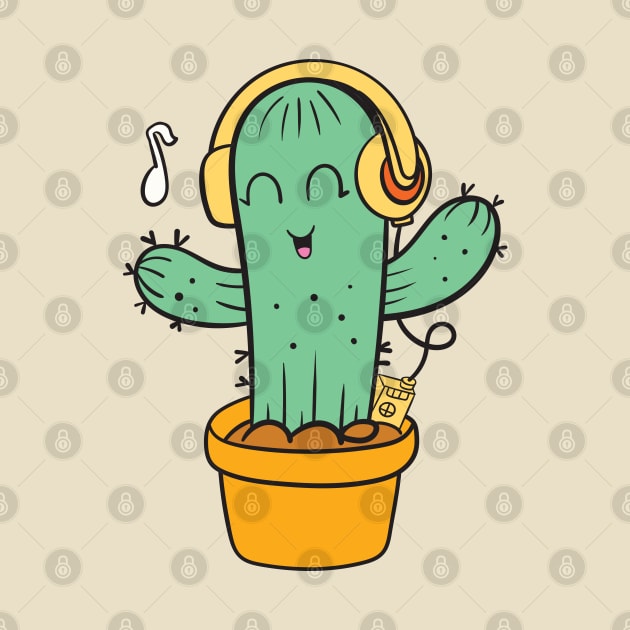 cactus listening to music by Mako Design 