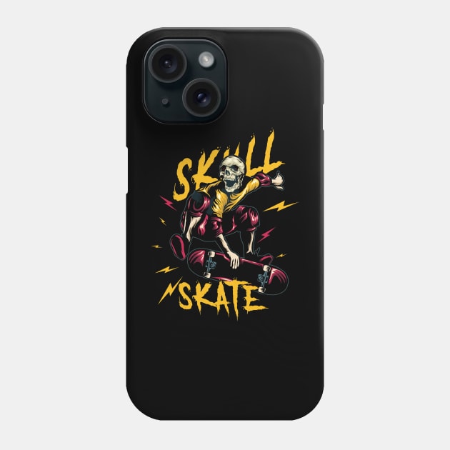 skull skate illustration with solid color Phone Case by chenowethdiliff