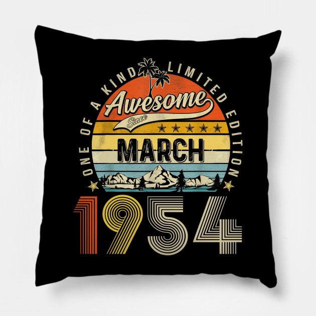 Awesome Since March 1954 Vintage 69th Birthday Pillow by Vintage White Rose Bouquets