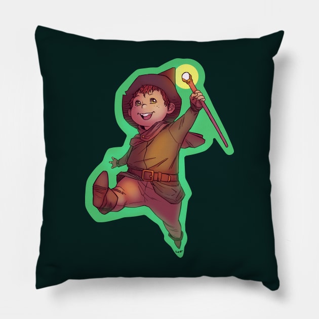 Jumping Mage Pillow by LuizFerrarezzi