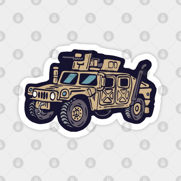 Cartoon Military Armoured Desert Vehicle Magnet by Cofefe Studio