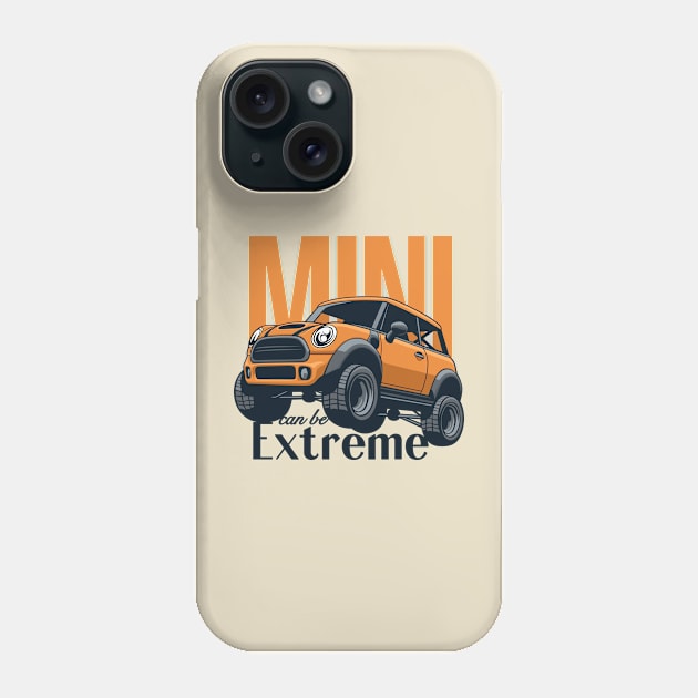Car mini retro offroad extreme orange Phone Case by creative.z