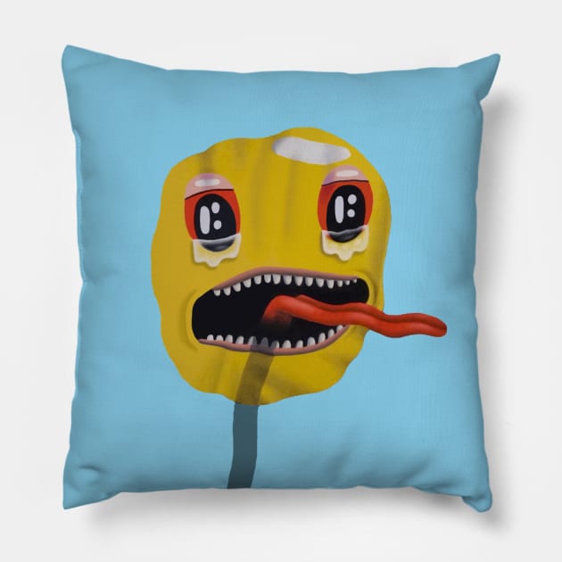 Sad Trippy Smiley Pillow by samualweinberg