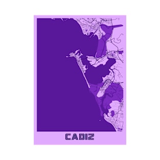 Cadiz - Spain Lavender City Map T-Shirt