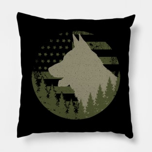 German Shepherd American Flag Pillow