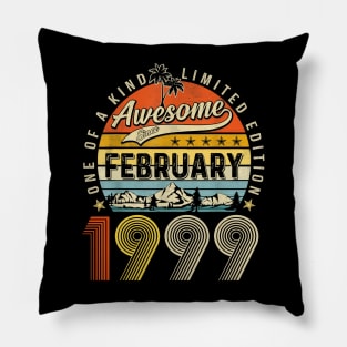 Awesome Since February 1999 Vintage 24th Birthday Pillow