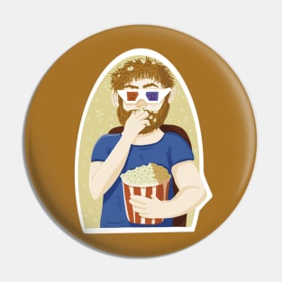 Movie man eating popcorn Pin