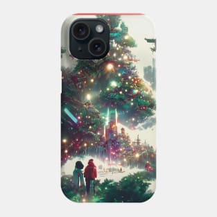 Magical Green Christmas Trees in the Woods Japanese Christmas Season Warm Wishes Phone Case