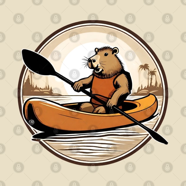 Kayaking capybara by Ilustradamus