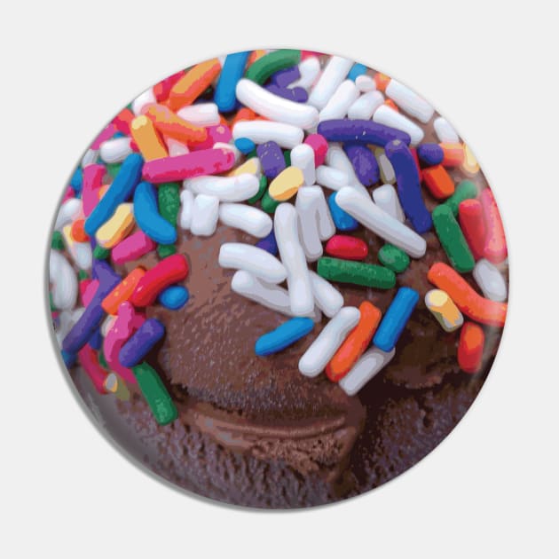 Warm Thoughts - Dark Chocolate Ice Cream with Rainbow Sprinkles Pin by someartworker